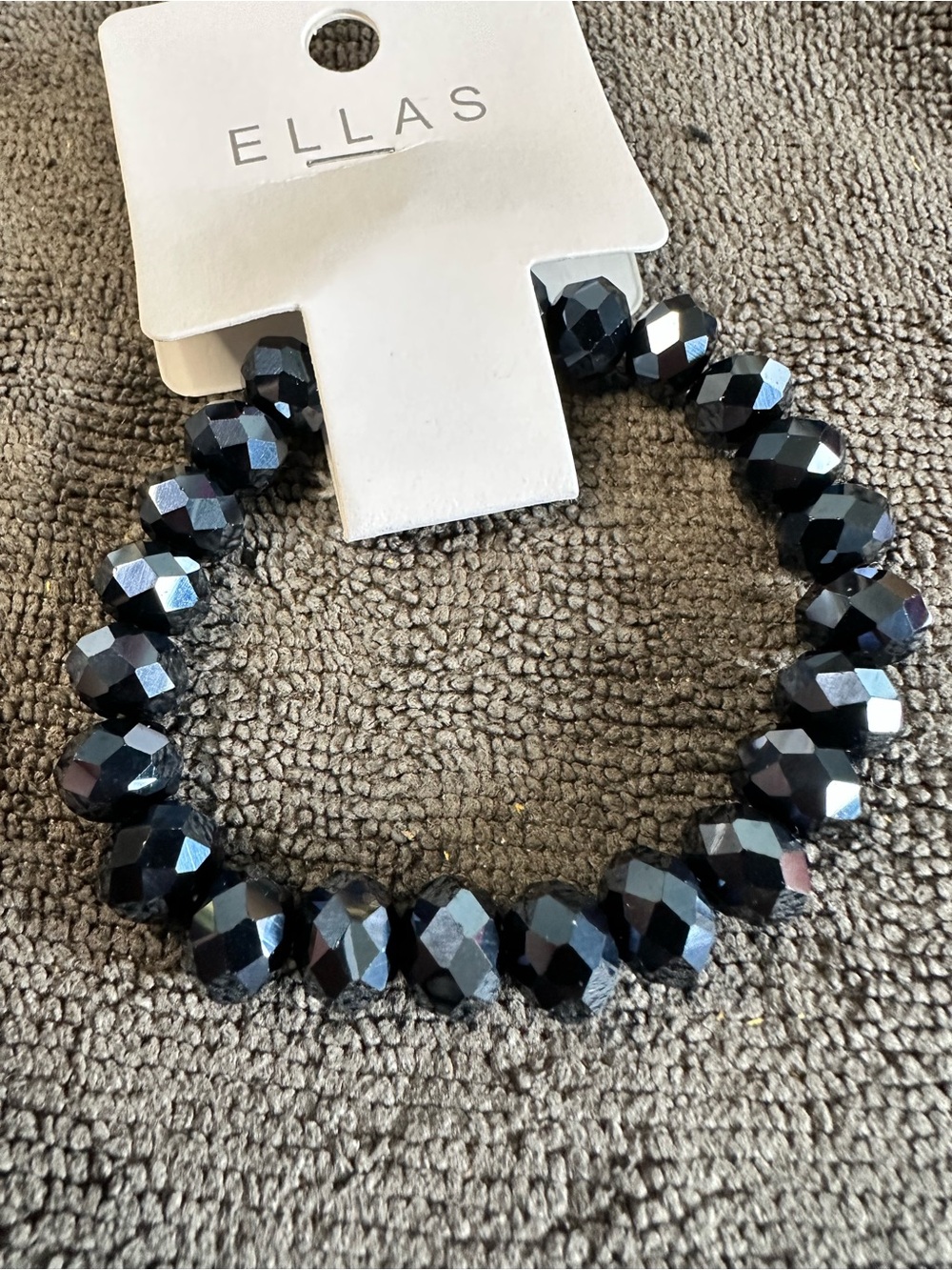 Ella Faceted Black Bead Stretch Bracelet